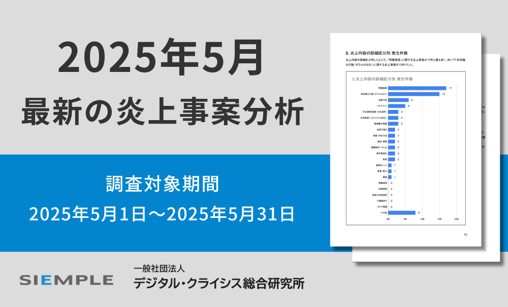 炎上事案分析データ2025年5月版(調査対象期間:2025年5月1日~2025年5月31日)